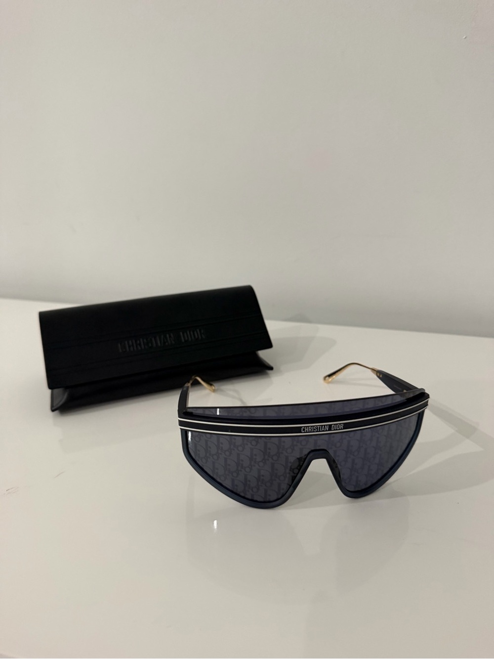Dior Oversized Shield Sunglasses in Dark Gray/Black - Picture 3 of 3